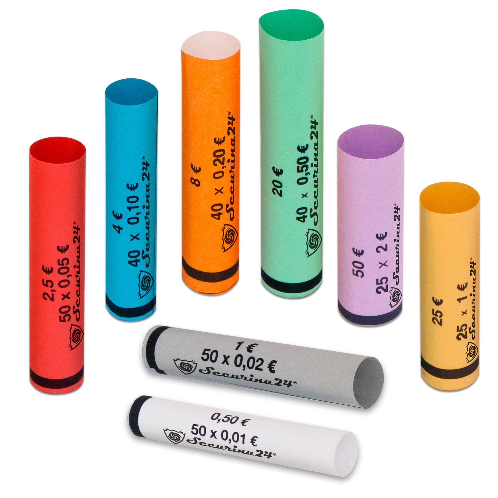 Securina24® Mixed Coin Tubes 1 cent to 2 Euro or 119 Pieces 119 Stück gemischt