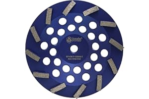 DiamaPro Systems DT-CW-7-12SEG-T Threaded 7 Inch 12 Segment Turbo Concrete Grinding Cup Wheel for Grinding, Leveling, Removing Glue/Coating