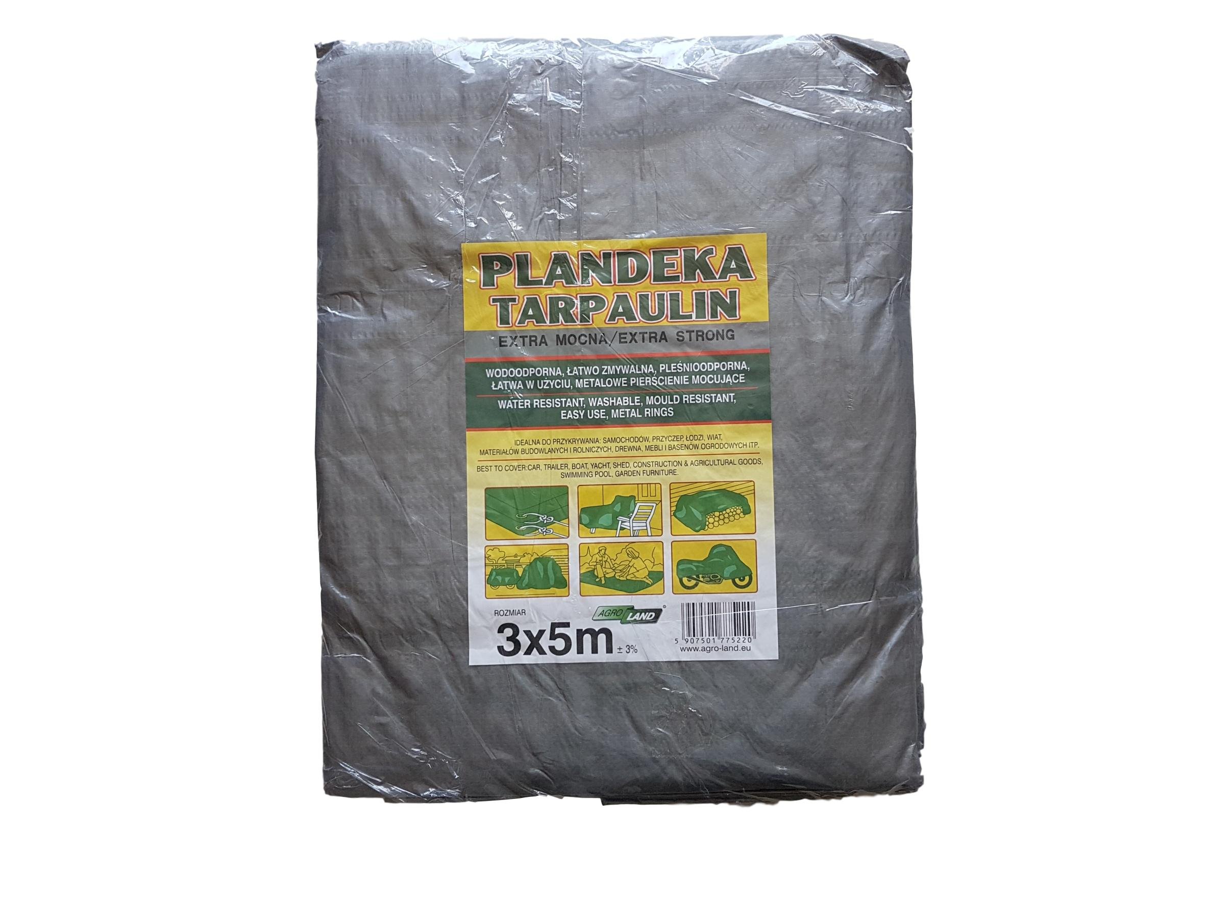 3 x 5 m GREY 110g/m2 Tarpaulin Ground Sheet with metal rings Covers Sunshading Hammock Tent Portable Waterproof Cover Cloth Car roof Lightweight For Outdoor Hiking Camping