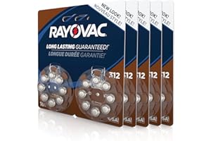 Rayovac L312ZA-80ZM Mercury Free Hearing Aid Battery, Size 312, 80- Count