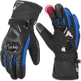 KEMIMOTO Winter Motorcycle Gloves, Rainproof Riding Warm Gloves with Touchscreen for Motorcycle Riding, ATV, UTV, Snowmobile Blue M