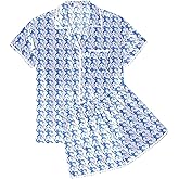 Ekouaer Womens Silk Pajama Sets 2 Piece Satin Pj Set Button Down Shirt and Shorts Lounge Sets Classic with Pockets