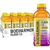 BODYARMOR Flash IV Caffeine + Zero Sugar Drink, Pineapple, 20 Oz (12 Pk) | Sugar-free Ready-to-Drink Electrolyte Drink + 95mg Caffeine, Rapid Rehydration, 2,290mg Electrolytes, Zinc &amp; Vitamins B + C