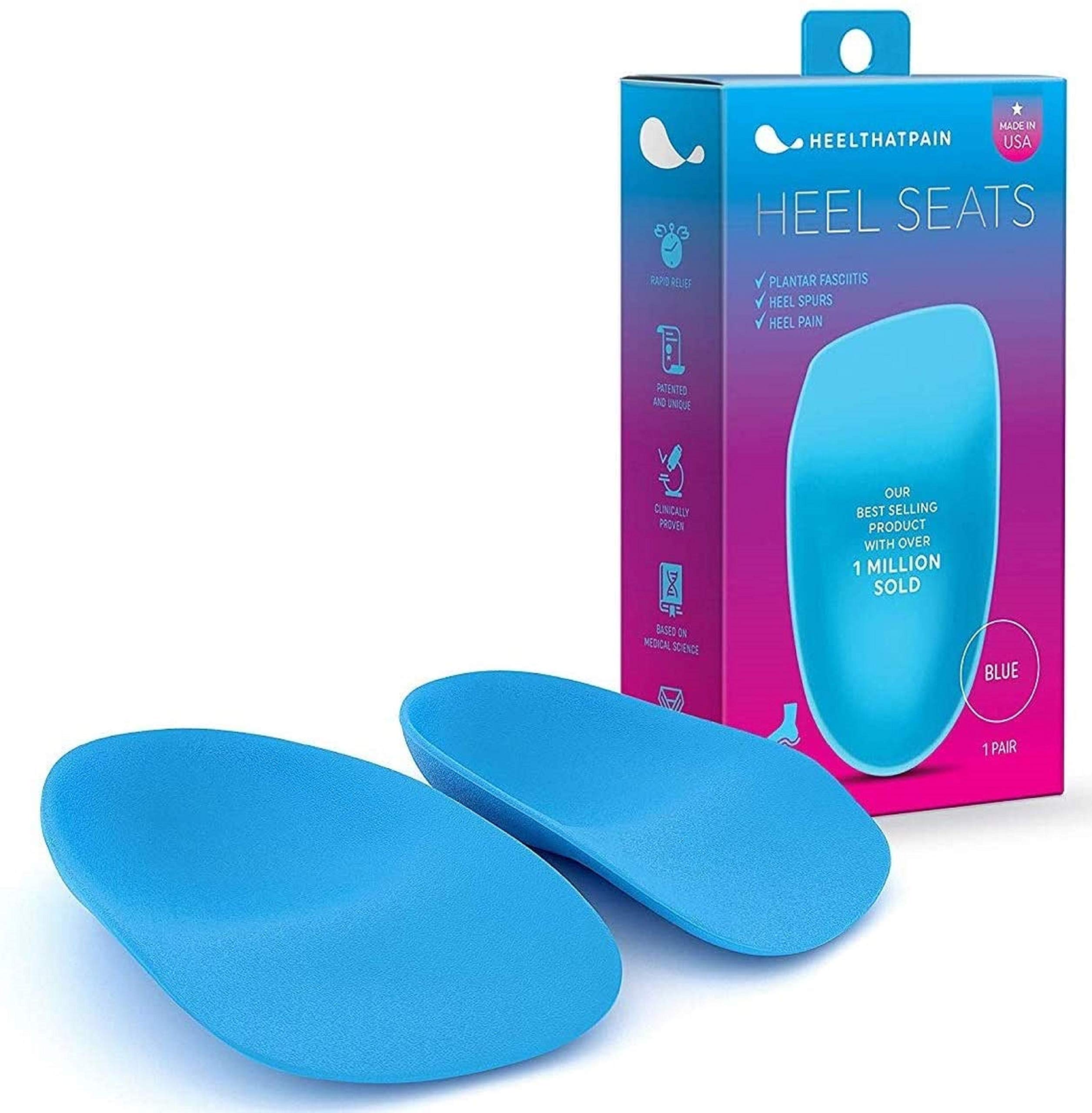 Heel That Pain Plantar Fasciitis Insoles | Heel Seats Foot Orthotic Inserts, Heel Cups for Heel Pain and Heel Spurs | Patented, Clinically Proven, 100% Guaranteed (Blue, Extra Large)