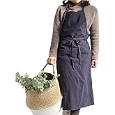 HANEE Kitchen Apron for Women & Men (9 Colors) Linen Cooking Aprons with pocket