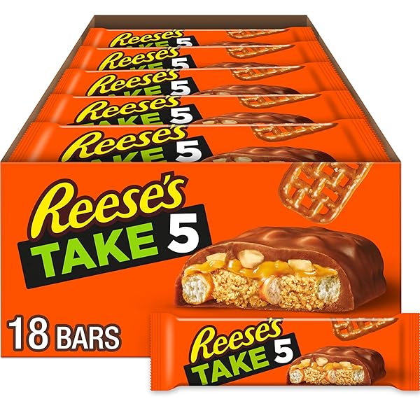 REESE’S TAKE 5 PRETZEL, PEANUT AND CHOCOLATE CANDY BARS, 1.5 OZ (18 COUNT)