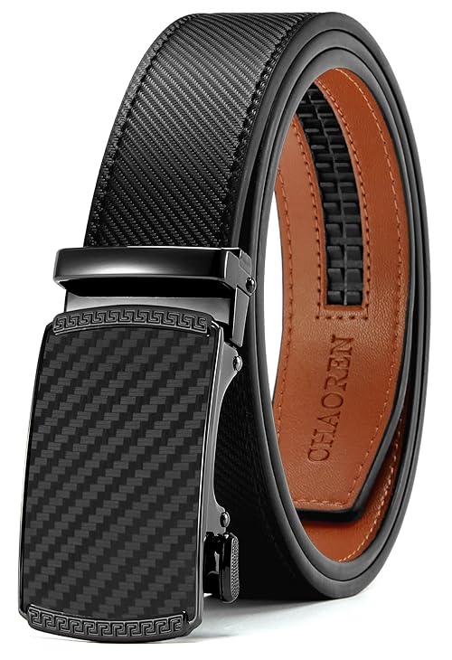 CHAOREN Belts for Men - Ratchet Leather Mens Belt 1 3/8" for Jeans - Fits Everywhere