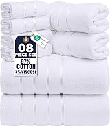 Utopia Towels 8-Piece Luxury Towel Set 97% Cotton White 2 Bath 2Hand 4Wash view 1