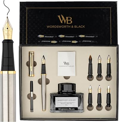 Wordsworth & Black Calligraphy Pen Gift Set with Ink, Cartridges & Nibs