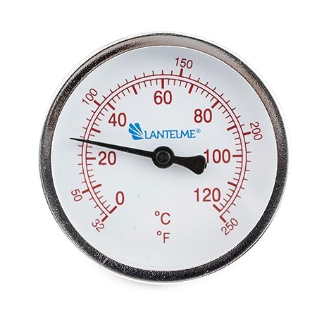 Lantelme 5926-120 °C Grad Thermometer für Heizung mit Messing Tauchhülse Zeigerthermometer Skala rot - Analog und Bimetall