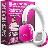 Puro Sound Labs Noise Cancelling Headphones for Kids - 85 dB Volume Limit, Built in Mic, 35-Hour Battery, Lightweight On Ear Design & Comfy Fit, Bluetooth Headphones for Kids – PuroQuiet Plus, Pink