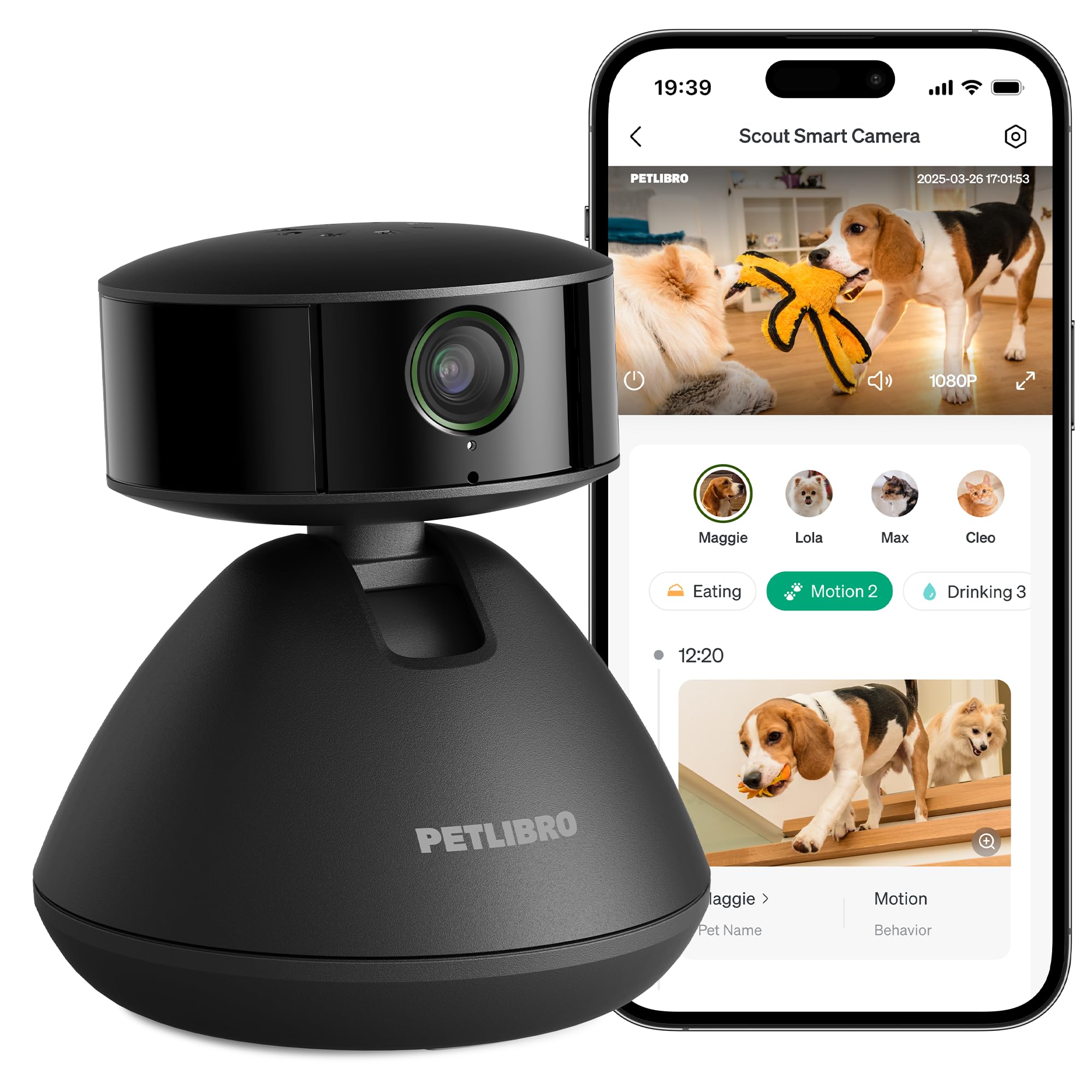 Photo 1 of PETLIBRO AI Pet Camera Indoor with Phone App, 360° Auto Tracking Dog Camera Multi-Pet Recognition & AI Day Summary, 1080p Cat Camera Night Vision, 2-Way Talk WiFi Cam Pet with 2.4G/5G