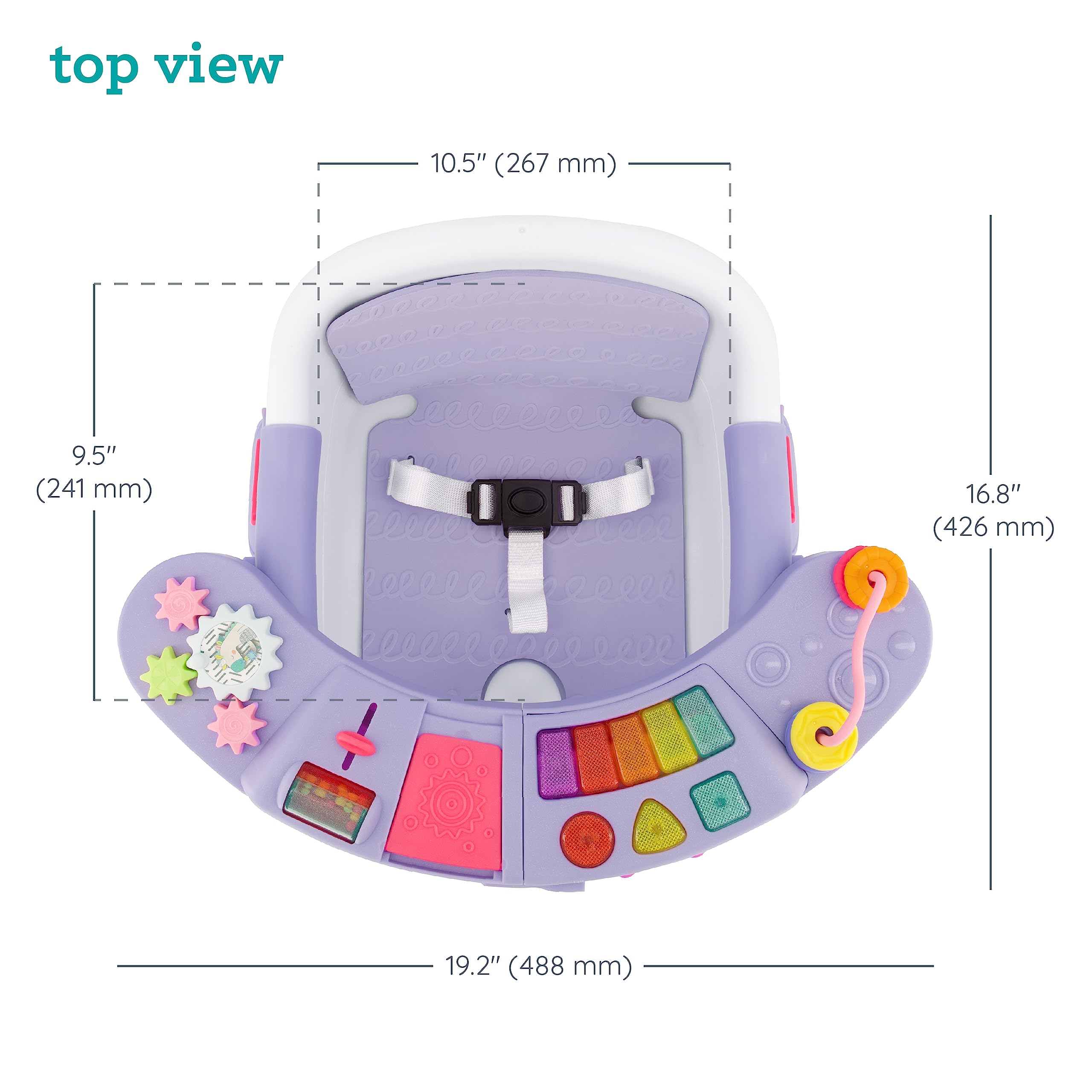 Infantino Music & Lights 3-in-1 Discovery Seat & Booster, Toddler Booster Seat for Dining Table or Kitchen Chair, Baby Activity Center & Snack Tray, Lavender