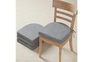 Quilmfoam Kitchen Chair Cushions for Dining Chairs Set of 4, 16 x 16 Dining Chair Cushion with Non-Slip Bottom and Tie, Seat Cushions for Kitchen Chairs with Cover, Foam Chair Pads, Dark Grey
