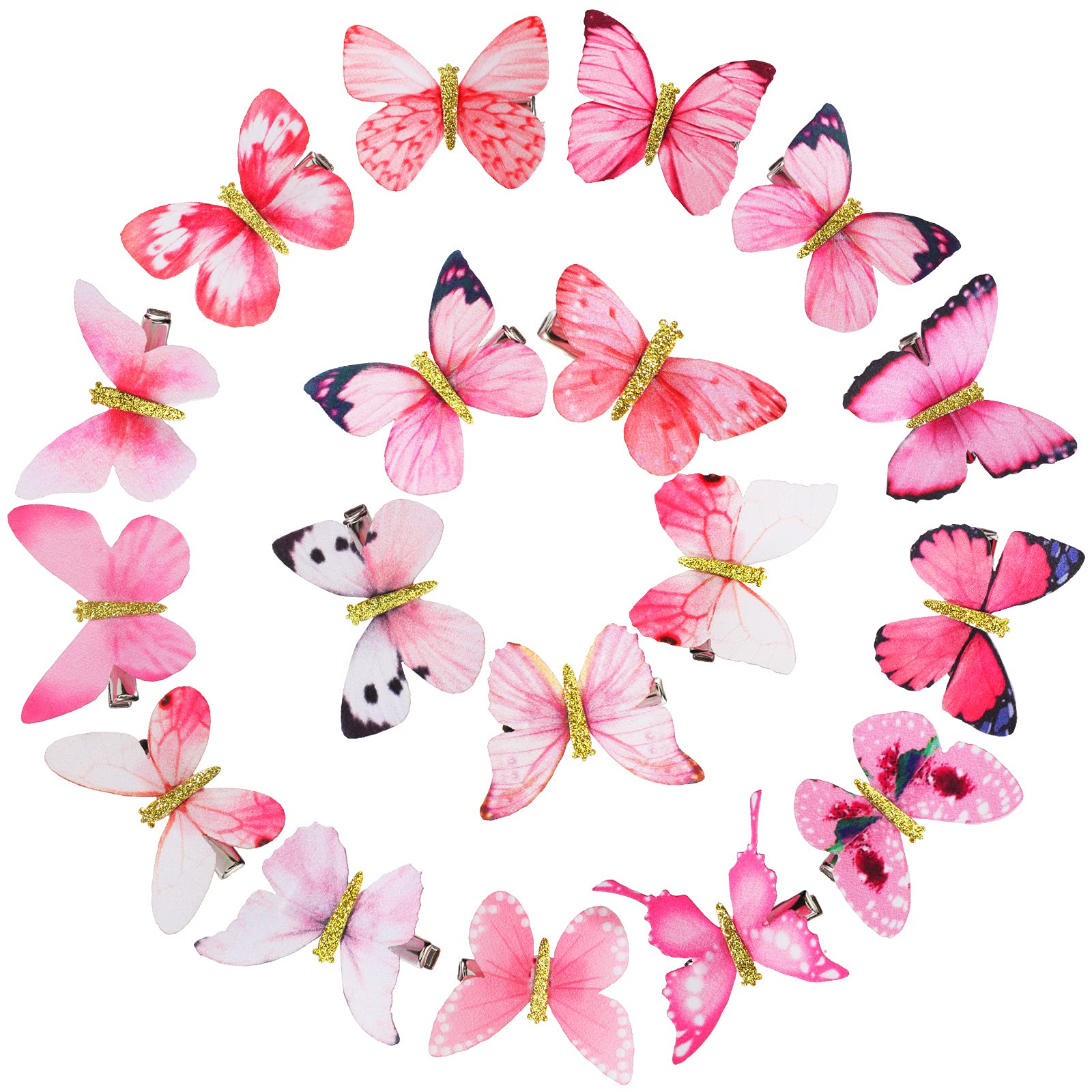 Blulu 18 Pieces Girl Hair Clips Butterfly Bobby Pins Toddler Infant Kid Hair Clips Butterfly Style Barrettes Glitter Hair Snap Clips for Women Girl Baby Hair Decorations (Classic Style)