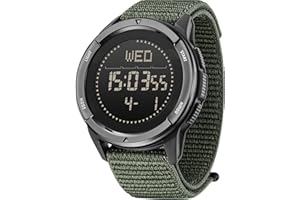 findtime Men's Digital Watch Pedometer Step Counter Watches Military Compass Waterproof Wrist Watch Tactical Sport Watch Calories Counter Pacer Running Wristwatch Black Green