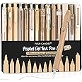 Four Candies 14Pack Pastel Gel Ink Pen Set,Cute Retractable 0.5mm Fine Point Pen,Note Taking Aesthetic Pens,12 Pack Black Ink Pens with 2Pack Highlighter, Smooth Writing Pens for School, Office(Brown)