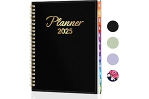 GNL 2025 Planner, Weekly and Monthly Planner January - December 2025, 6.4" x 8.3" Monthly Planner with Waterproof Flexible Cover, Spiral Binding Notebook with Monthly Tab, Pockets, Bookmark, Black