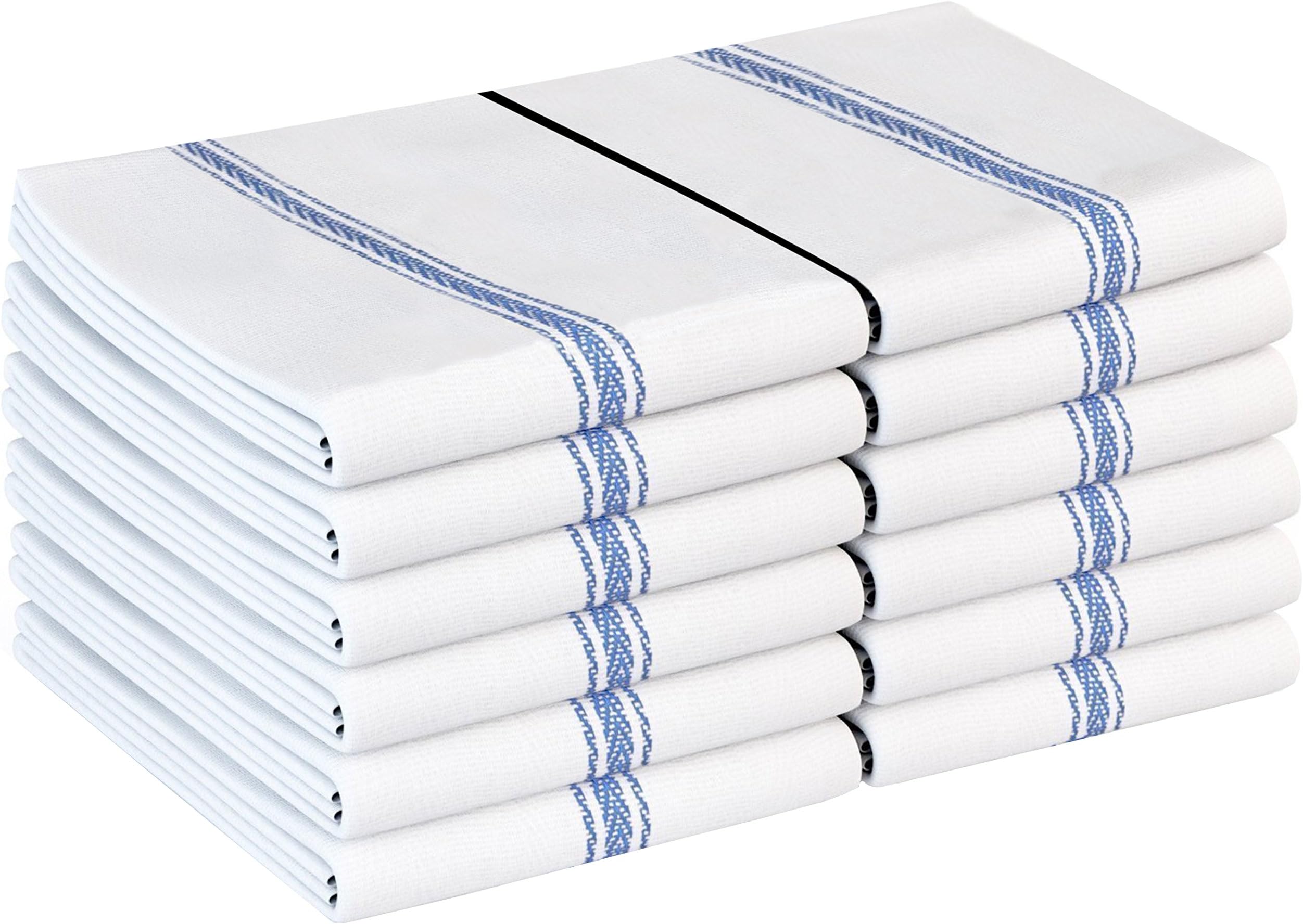 Coney Island Cotton Kitchen Towels Dish Cloth (12 Pack), Cloth Napkin Herringbone Flour Sack Towels - Machine Washable Cotton White Kitchen Dishcloths, Dish Towel & Tea Towels (15 x 25 Inch)