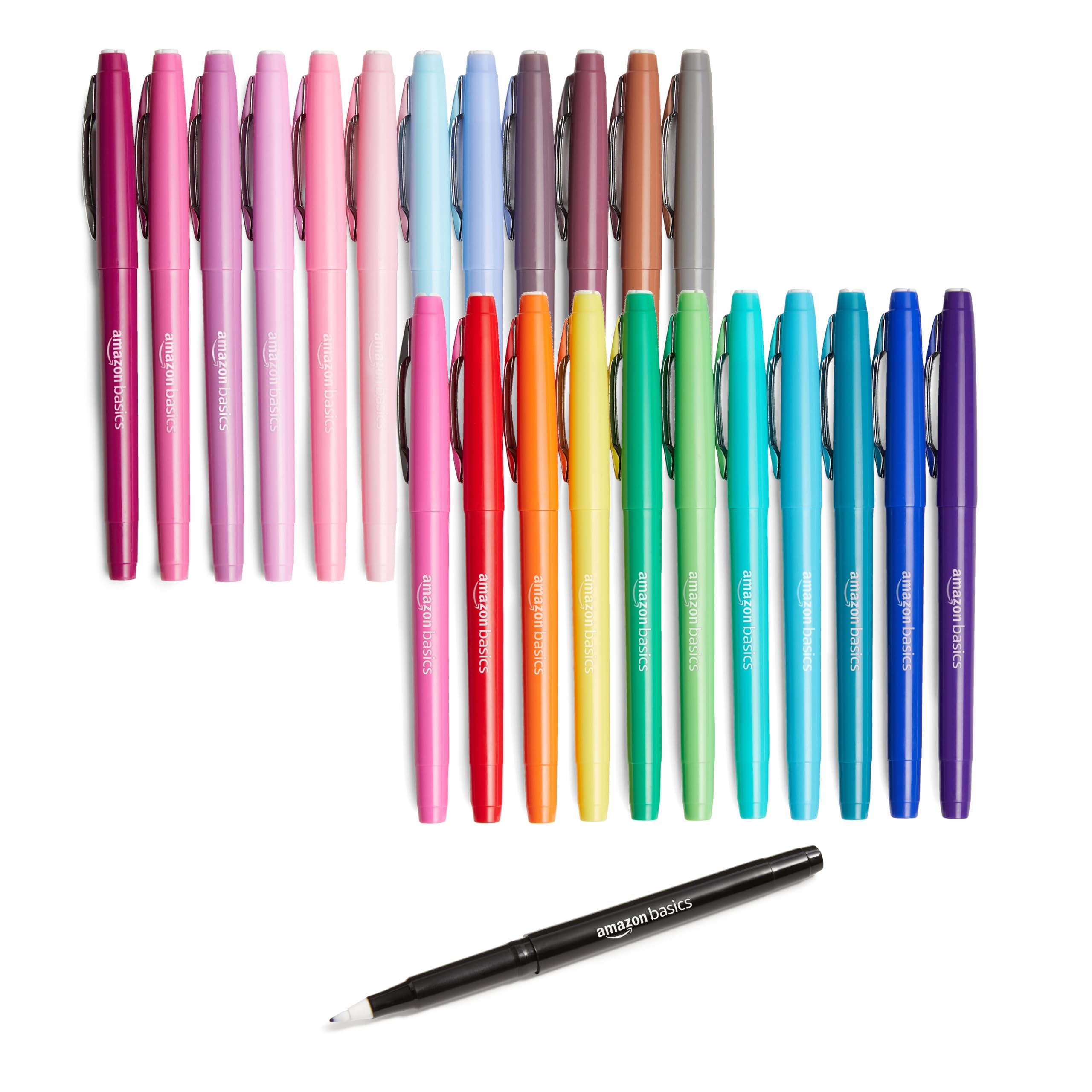 Amazon Basics Felt Tip Marker Pens, 24-Pack, Multicolor