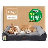 Bedsure SupportMax&reg; Extra Thick Orthopedic Dog Bed Medium Size Dog | People PET AWARDS, 35" Supportive Couch for Senior Dogs, 100% Removable Washable Cover, Comfy Pet Sofa with Sherpa, Grey