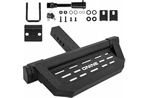 ONINE Combo Hitch Step for 2 Inch Receivers, Heavy Duty Steel with 500 LBS Capacity, Textured Black Powder Coated Finish, Free Pin Lock & Stabilizer, Easy Installation for Trucks & SUVs