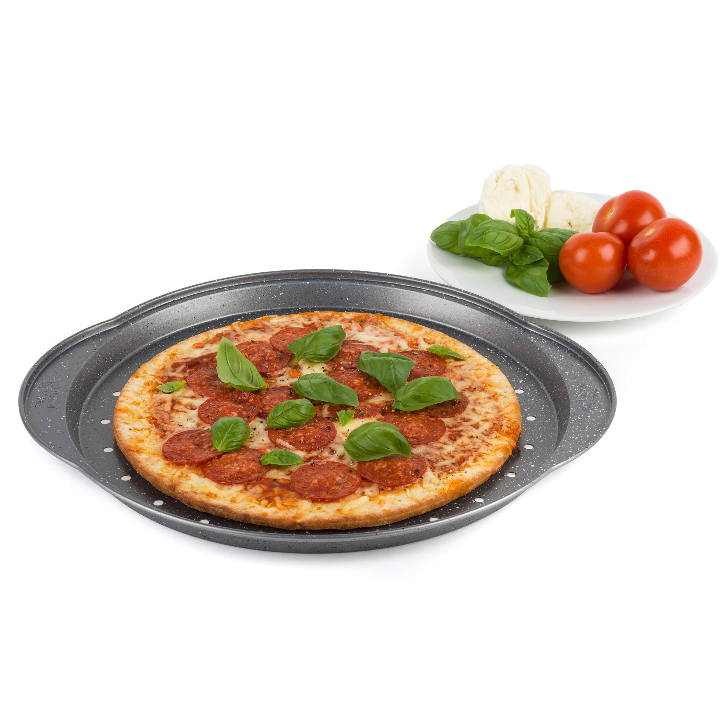 Russell Hobbs® RH00535GERMANY Non Stick Marble Pizza Pan | Carbon Steel | Sleek Grey Metallic | Dishwasher Safe