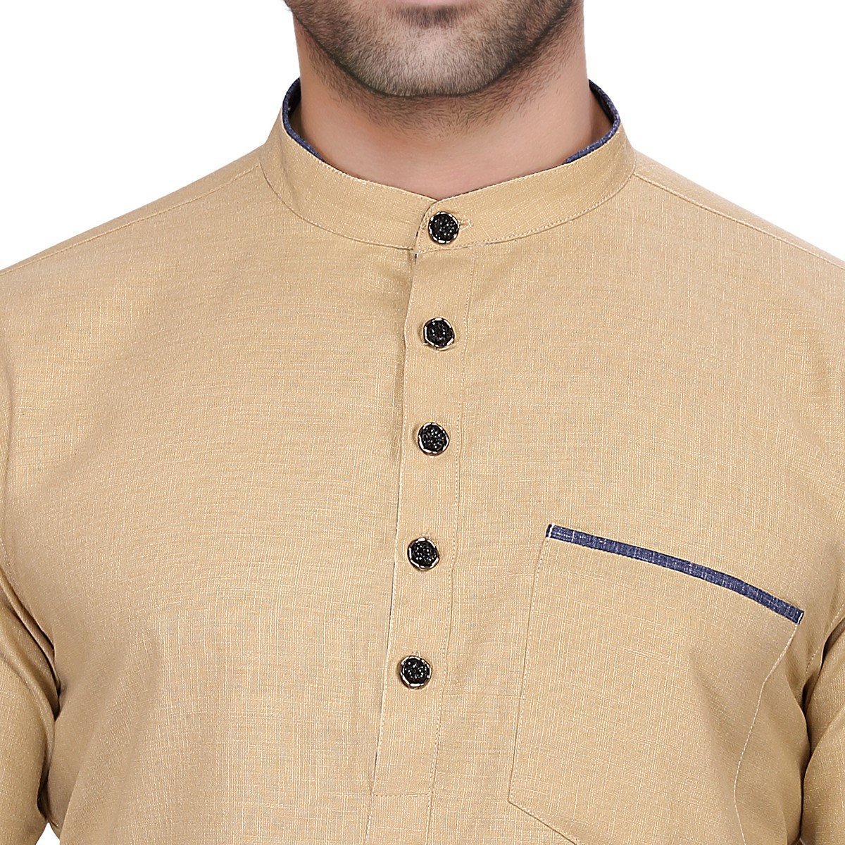 rg designers men's full sleeve short kurta avsonapocket-cream