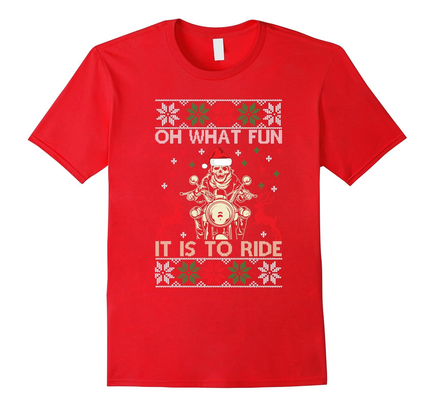 Biker Christmas Oh What Fun T-Shirt-Rose