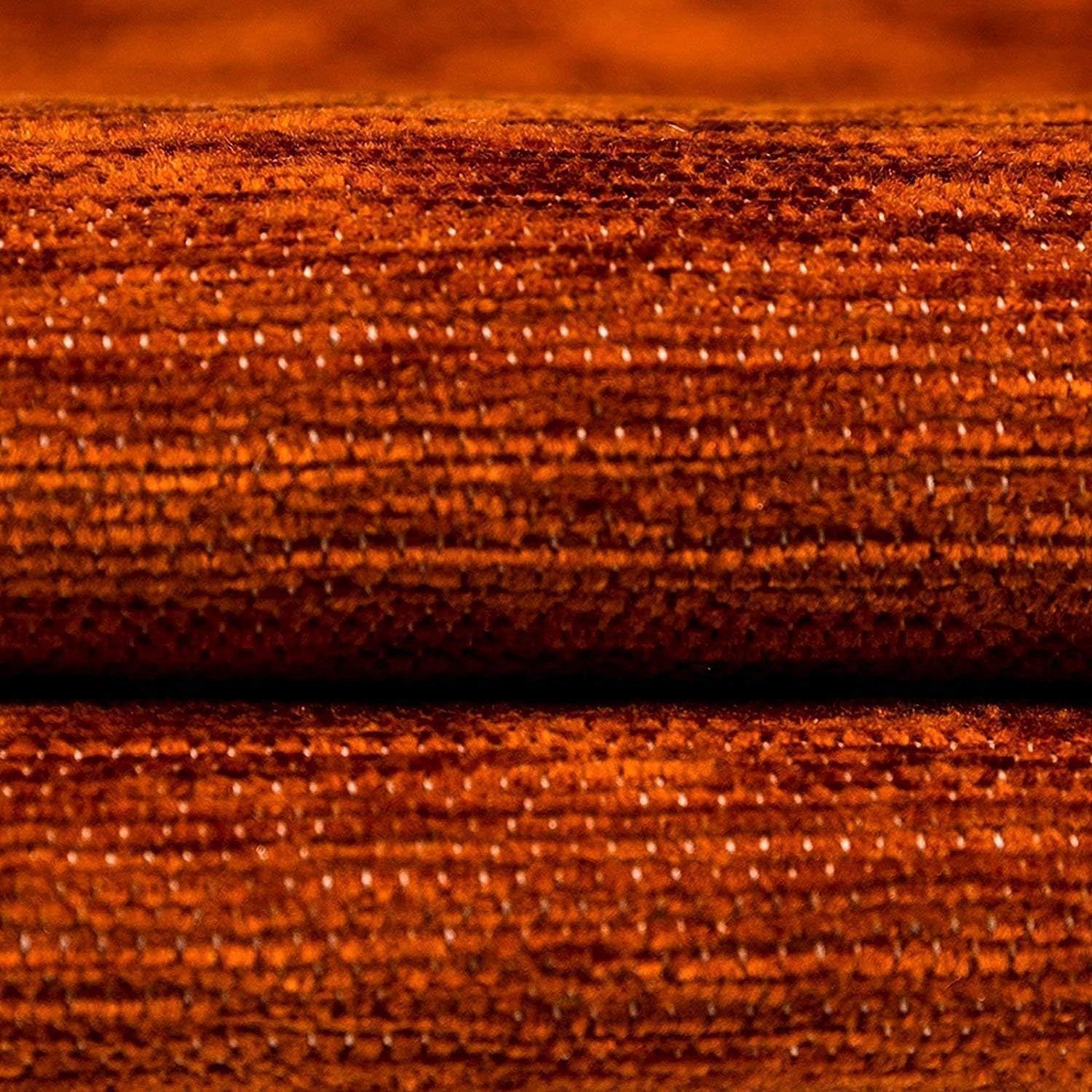 McAlister Textiles Plain Chenille Burnt Orange Plain Upholstery Material Fabric for Curtains