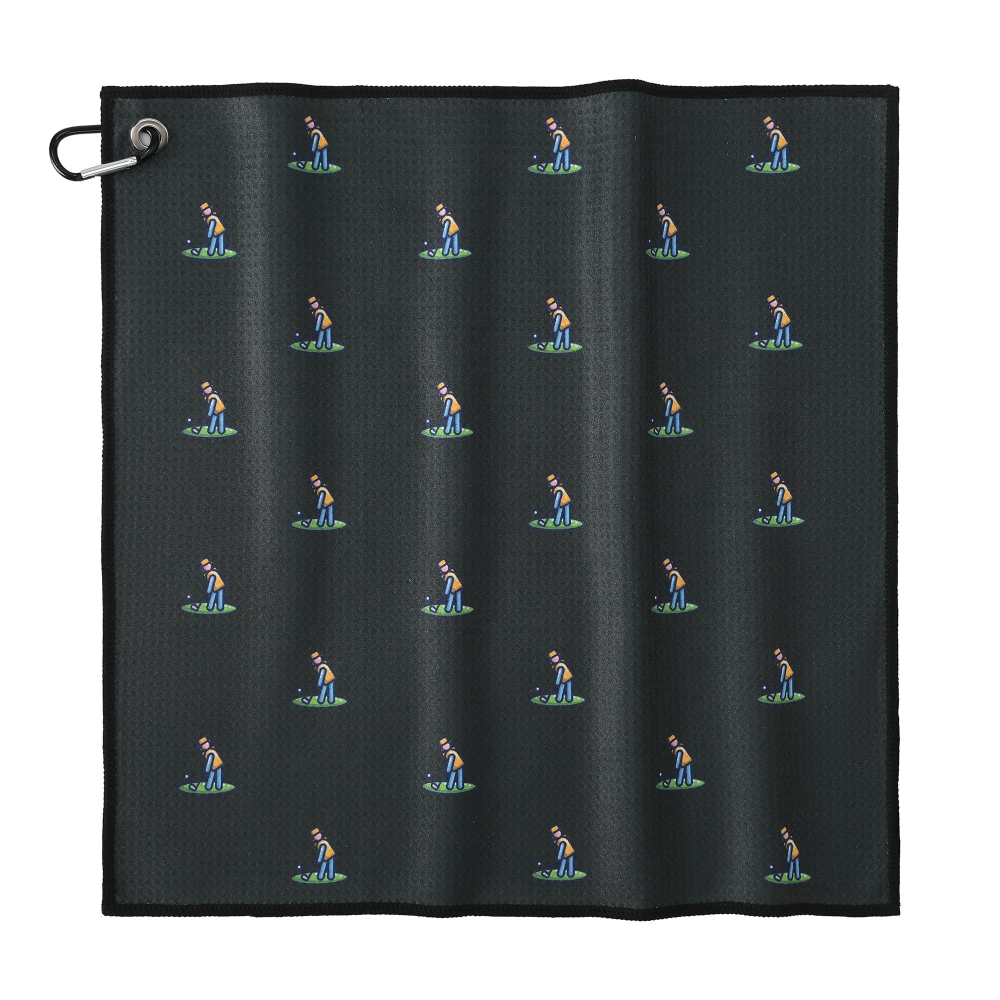 Photo 1 of Mile High Life Golf Towel(16"x16"), Fun Prints Microfiber Towels, Waffle Fabric Large Golf Towel, with Heavy Duty Clip, Golf Bag Accessories for Men and Women (Black,Printed-Golfer)