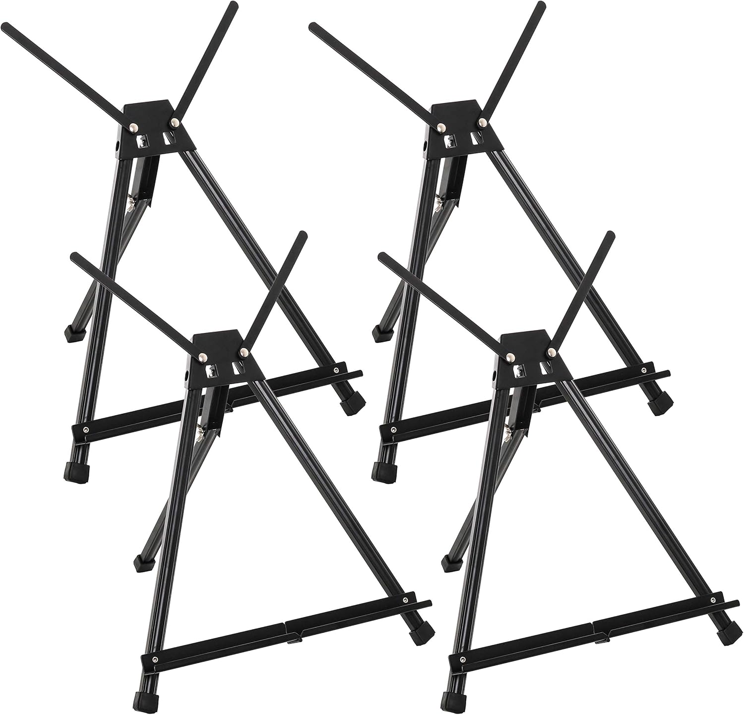 U.S. Art Supply 15" to 21" High Adjustable Black Aluminum Tabletop Display Easel (Pack of 4) - Portable Artist Tripod Stand with Extension Arm Wings, Folding Frame - Holds Canvas Paintings Books Signs