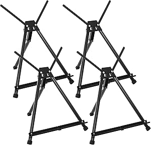 U.S. Art Supply 15" to 21" High Adjustable Black Aluminum Tabletop Display Easel (Pack of 4) - Portable Artist Tripod Stand with Extension Arm Wings, Folding Frame - Holds Canvas Paintings Books Signs