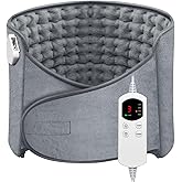 Heat Pad for Back Pain Relief Electric Heating Pads with 6 Temperatures Soft Detachable Heat Pad for Man Women (Gray)
