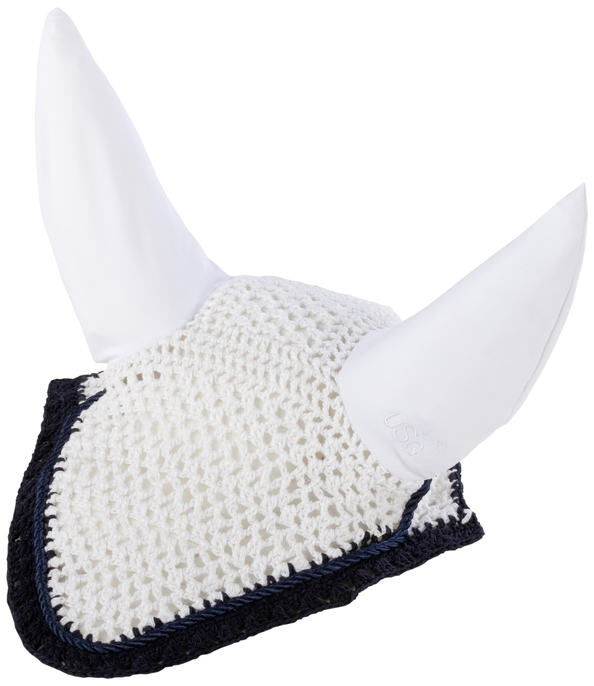 USG Fly Veil Cotton with Elastic Ear Protector with Double Rope, FulLarge, White/ Navy