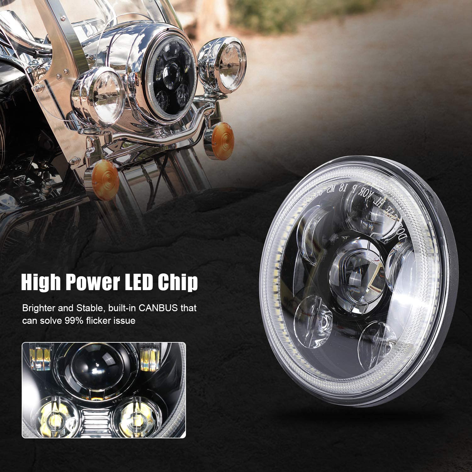 thumbnail interactive-video image 1 of 5.75 Inch LED Headlight For Harley Sportster 883 1200 – DOT, H4 Hi-Lo, Black Housing 1 of 4