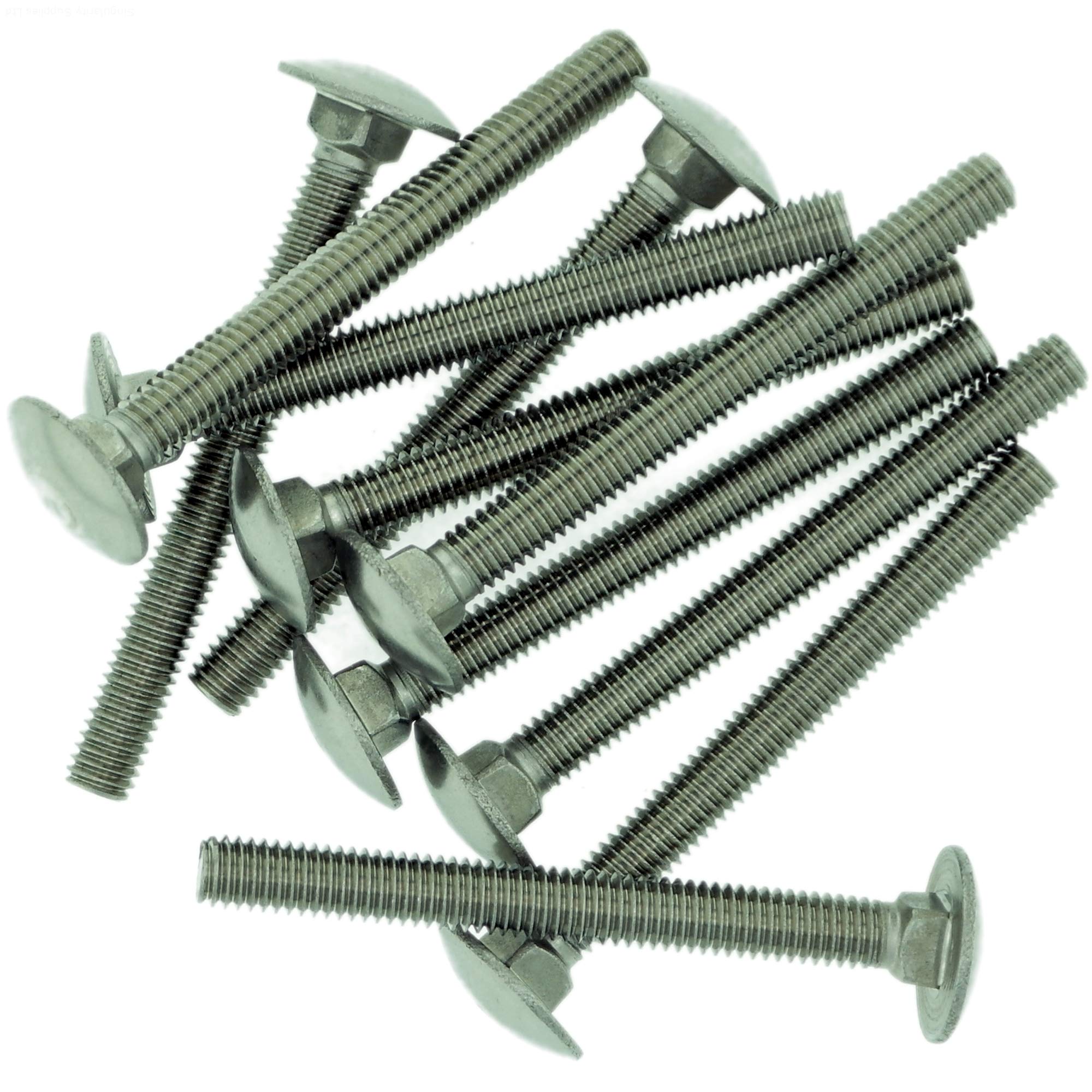 M8 (8mm x 40mm) Cup Square Carriage Bolt (Fully Threaded) - Stainless Steel (A2) (Pack of 10)