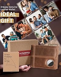 Mens Wallet With AirTag Holder, Bifold Leather RFID