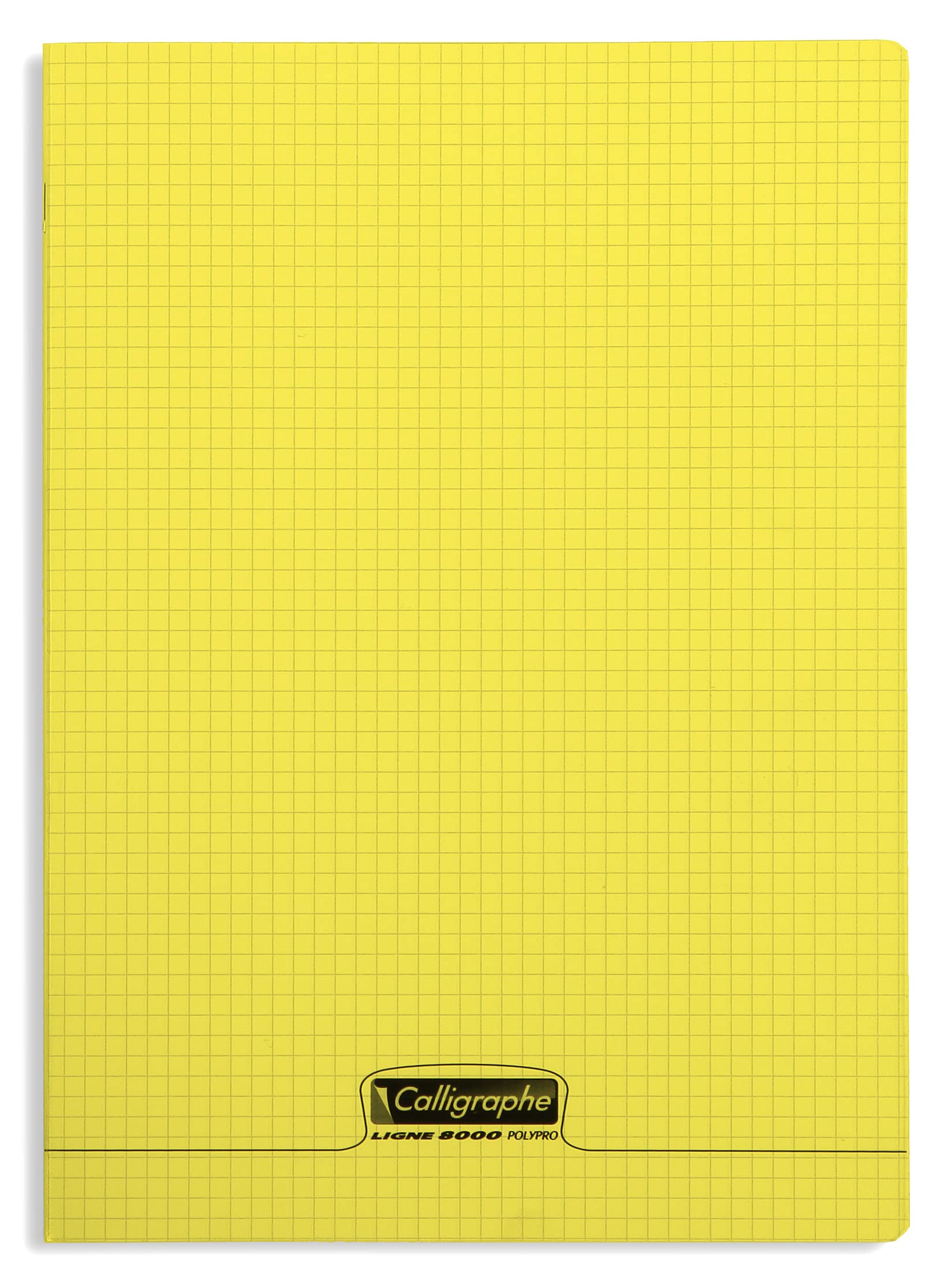 Calligrapher 18384C A Yellow Stapled Notebook (a Clairefontaine Brand) - 24x32 cm - 96 Small Squared Pages - 90 g White Paper - Transparent Polypro Cover