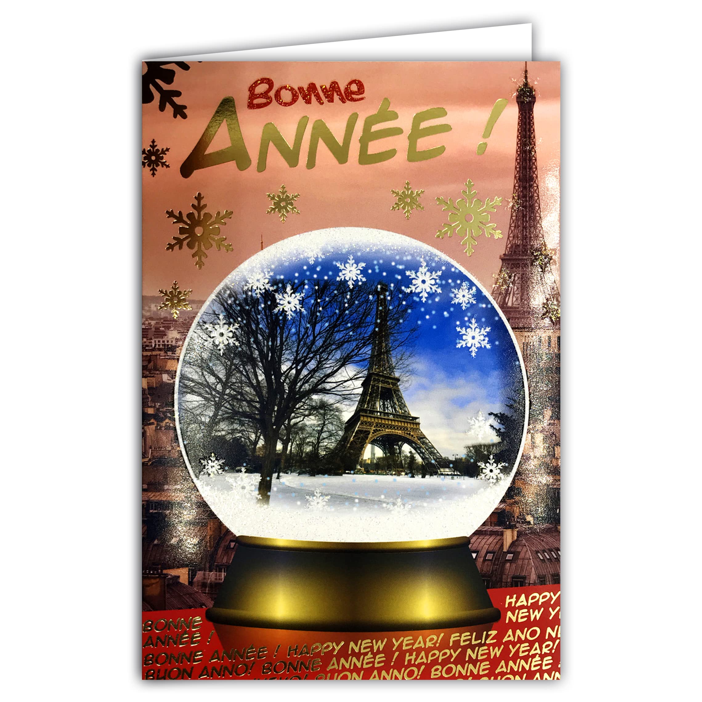 LOT10-61-4043-A BA Pack of 10 Identical Happy New Year Greeting Cards with 10 Envelopes, 12 x 17.5 cm