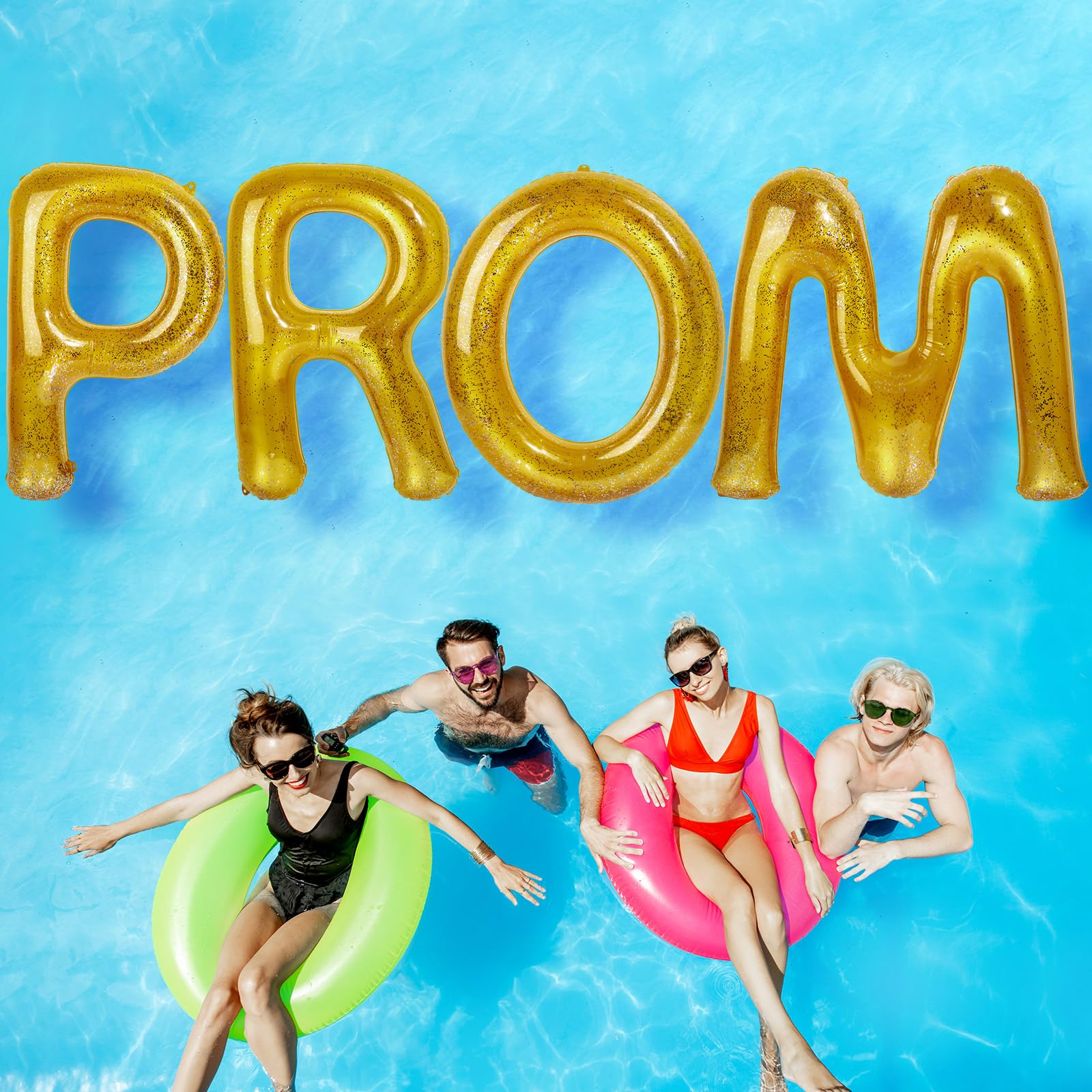 Photo 1 of HyDren 48" Huge Graduation Pool Float 2025 Grad Prom Inflatable Letter Giant Grad Party Decorations Floating Numbers Letters for Pool Beach Class of 2025 Party Decor(Prom,Gold)