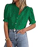 PRETTYGARDEN Womens 2025 Spring Lace Tops Short