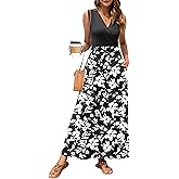MISFAY Women Maxi Dress 2026 Summer Casual Sleeveless Sundress Wrap V Neck Long Dresses Vacation Loose Dress with Pockets