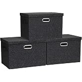 Storage Bins with Lids,Fabric Storage Bins with lids, 36QT Stackable Cubes | 3Packs Large Storage Boxes Organizer Containers Baskets Cube with Cover for Home Bedroom Closet Office 16.3"x11.6"x10.9"