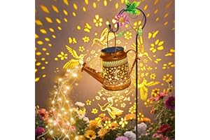 VOOKRY Solar Lights Outdoor Waterproof, Hummingbird Metal Solar Watering Can Lights, Mothers Day Gifts for Mom Grandma Women Birthday Small Hanging Garden Decor Yard Light for Outside Patio Lawn Porch