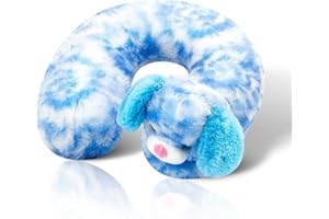 Cloudz Kids Super Soft N' Cuddly Animal Airplane Travel Neck Pillow! Keep Children Comfy and Supported with a Buddy While Traveling or just Resting at Home - Blue Dog