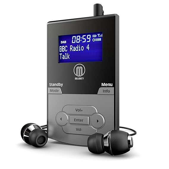 Majority Petersfield DAB DAB+ Digital FM wiederaufladbarer Akku Persönliche tragbare Pocket Handheld Radio/Kopfhörer