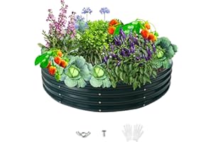 zbzbml Durable Round Steel Raised Garden Bed Painted for Planting Vegetable/Herbs/Flowers/Trees at Backyard/Garden,or Baby Chicken,Christmas Tree Fence (Dark Green, 47 in Diameter x 12 in high)