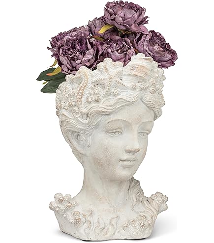 Abbott Collection Pot De Fleurs En Forme De Tête De Femme En Ciment Taille S 21,6 Cm De Haut