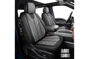 BALLIOL Pickup Seats Covers Compatible with Dodge Ram 1500 2009-2024 Limited Truck Pleather Seat Covers Custom Fit Dodge Ram 2500 3500 (Gray,2 PCS Front Seat)